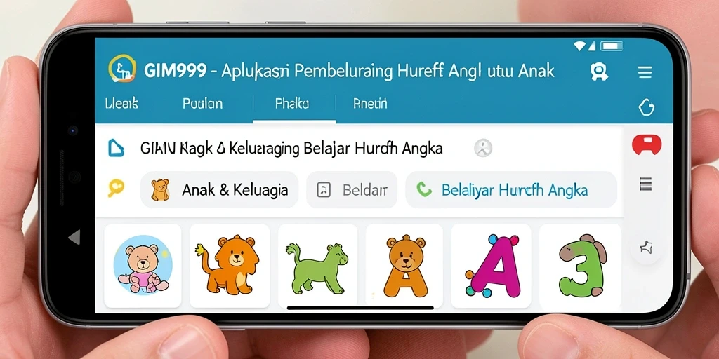Antarmuka GIM999 yang interaktif dan menyenangkan untuk belajar huruf dan angka.