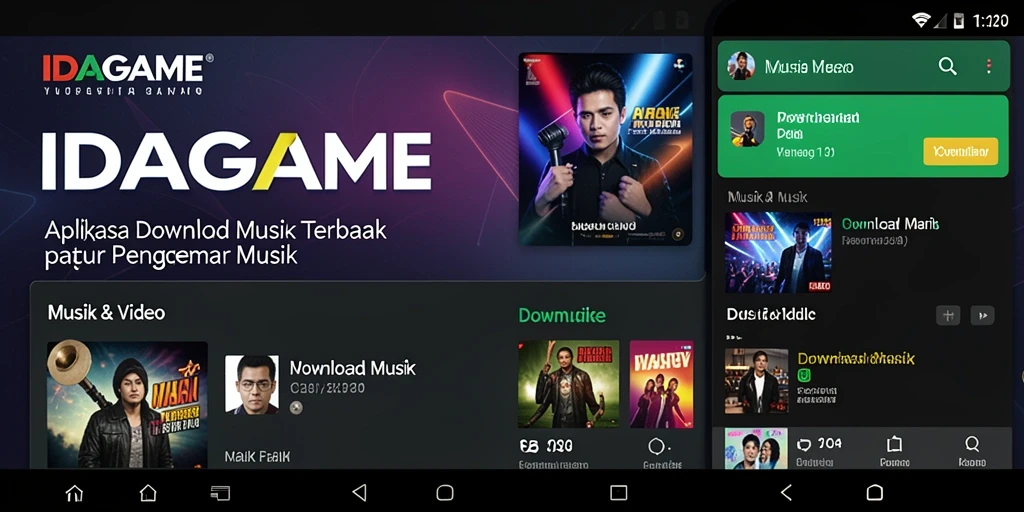 Antarmuka IDAGAME yang sederhana dan fungsional untuk Download Musik.