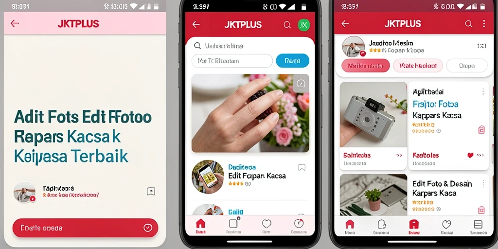 Tampilan antarmuka aplikasi JKTPLUS saat mengedit foto kertas kaca.