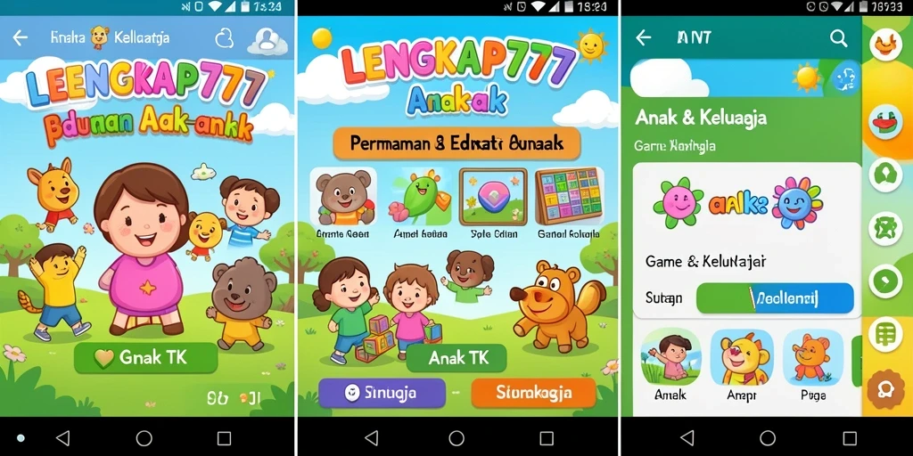 Antarmuka menarik dan permainan edukatif untuk anak-anak.