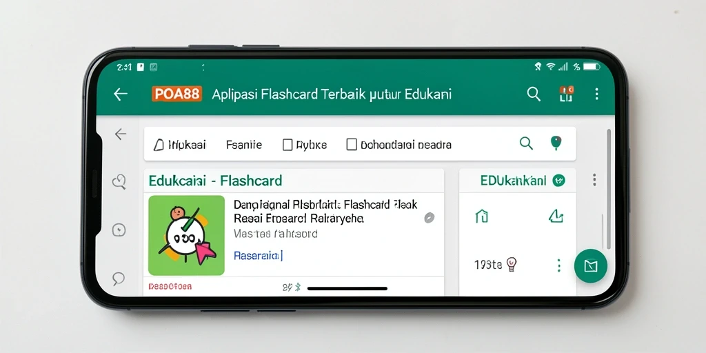 Antarmuka aplikasi POA88 menampilkan fitur Flashcard yang interaktif.