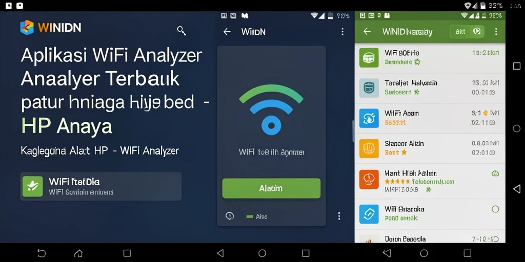 Antarmuka WINIDN menampilkan analisis jaringan WiFi yang jelas.