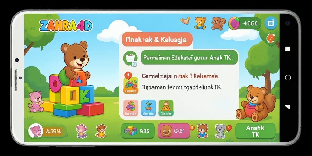 Antarmuka ceria dari aplikasi Game Anak TK ZAHRA4D.
